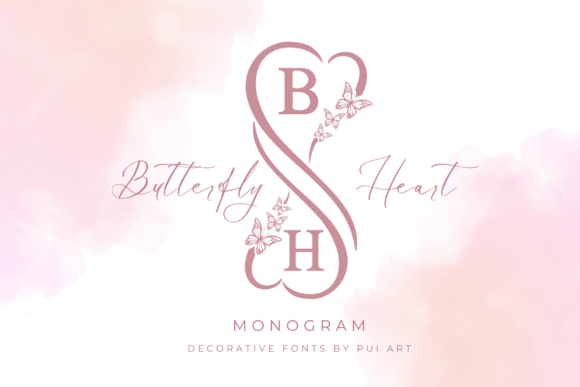 Butterfly Heart Monogram: Elegant Font for Special Designs
