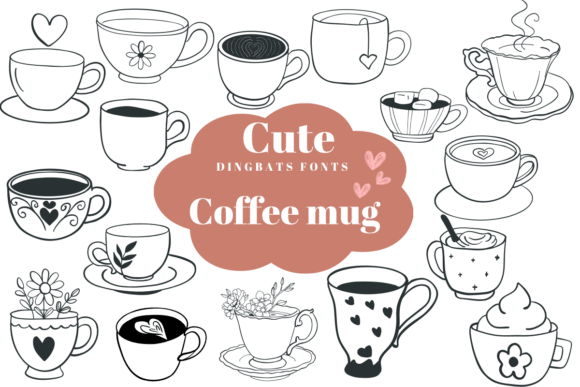 Cute Coffee Mug: The Charming Dingbats Font for Cozy Designs